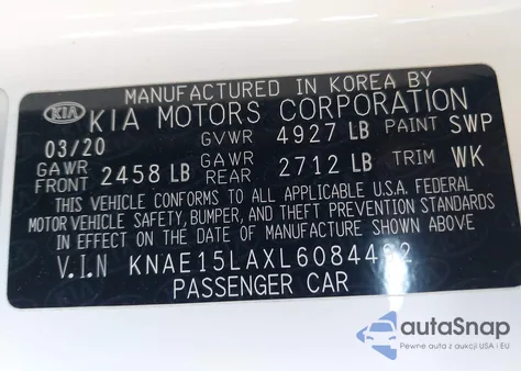 2020 Kia Stinger Gt-Line из США, поврежденный, VIN KNAE15LAXL6084492